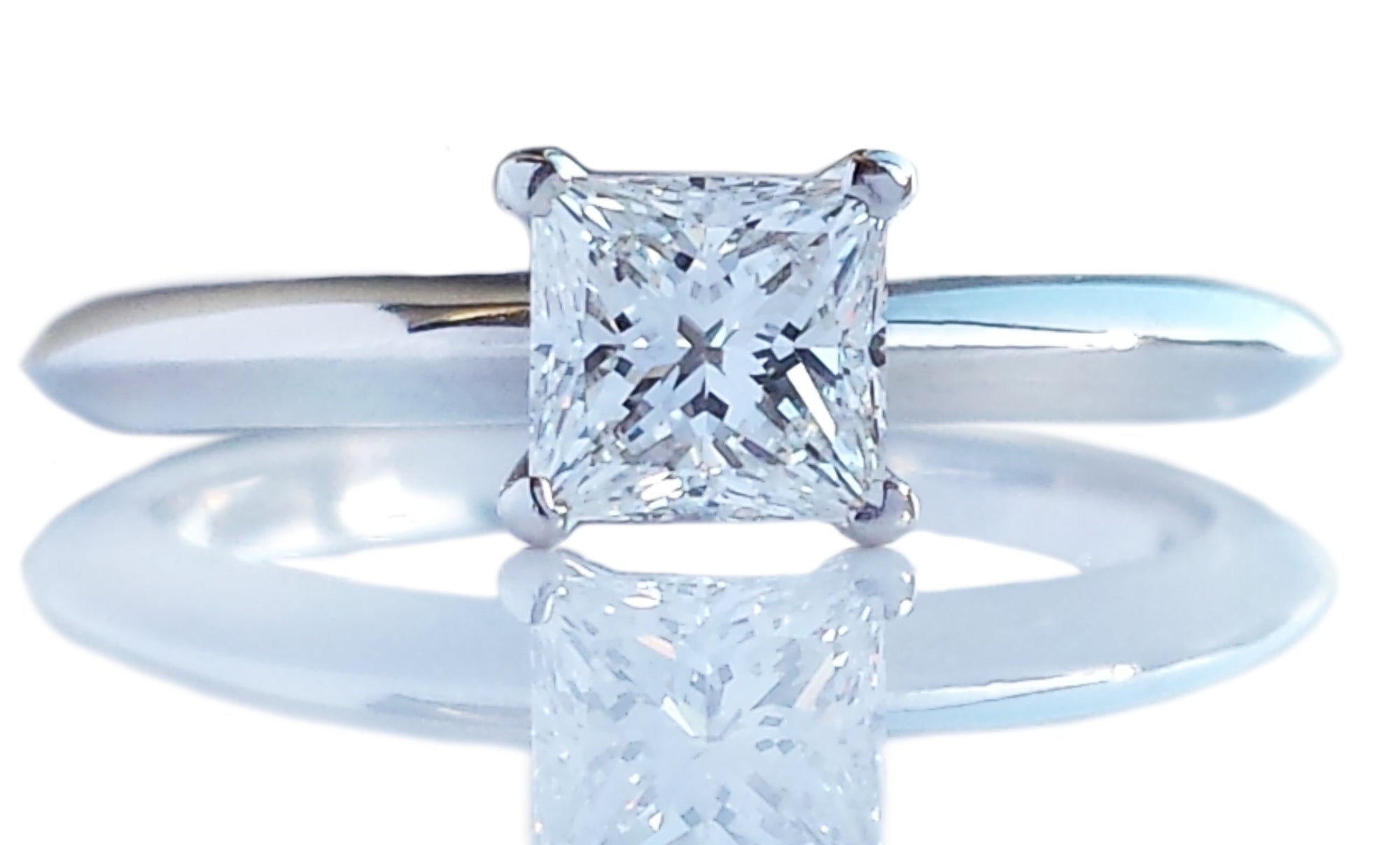 Tiffany & Co. 0.59ct Triple XXX F/VS1 Princess Cut Diamond Engagement Ring