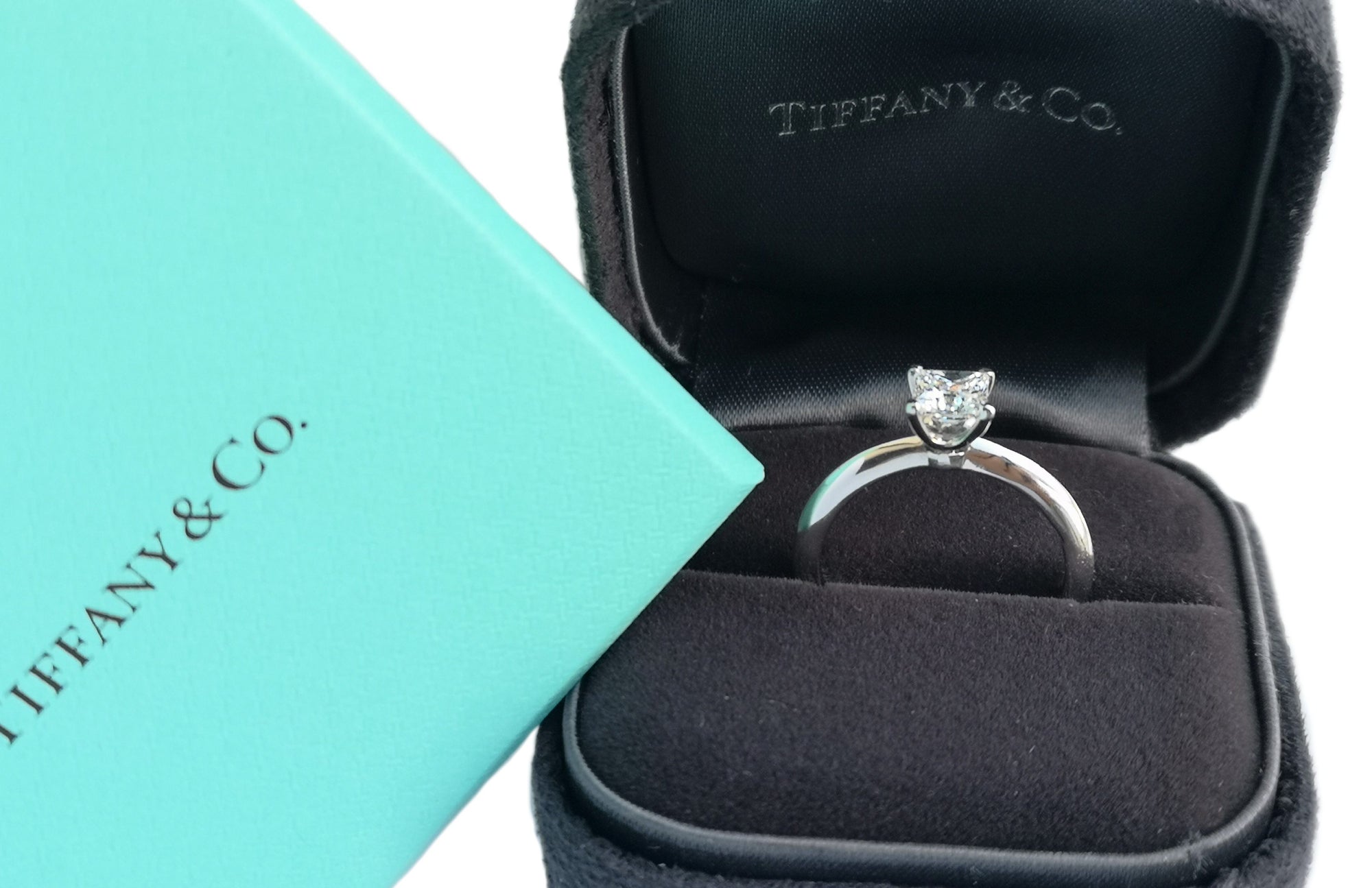 Tiffany & Co. 0.59ct Triple XXX F/VS1 Princess Cut Diamond Engagement Ring