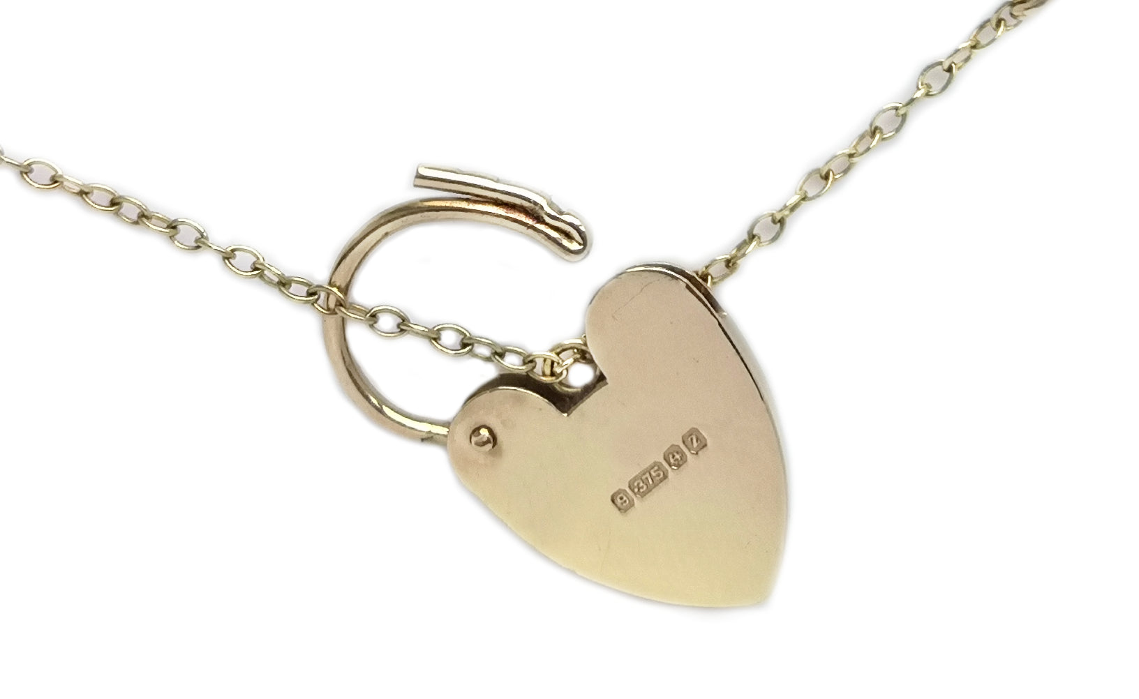 Solid 9ct Yellow Gold Heart Padlock Curb Link Bracelet 36g 6.75"