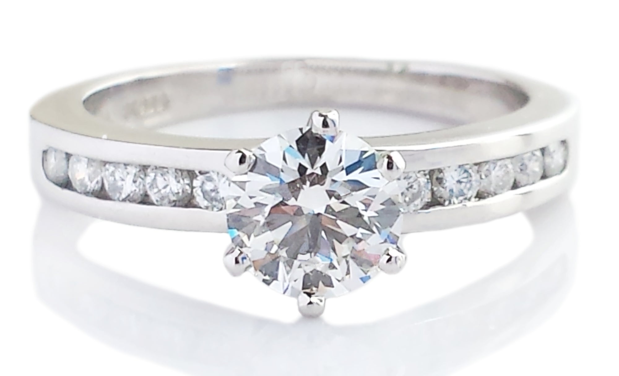 Tiffany & Co. 1.03tcw E/VS2 Round Brilliant Diamond Engagement Ring with Side Stones