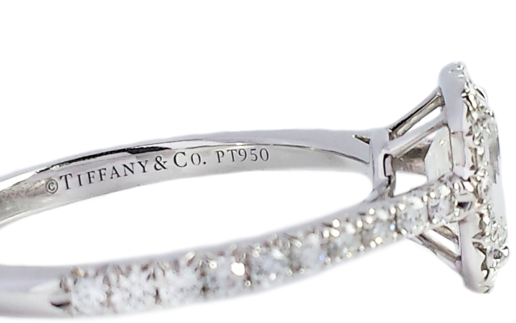 Tiffany & Co. 0.77tcw D/VVS2 Triple XXX Emerald Cut Diamond Soleste Engagement Ring
