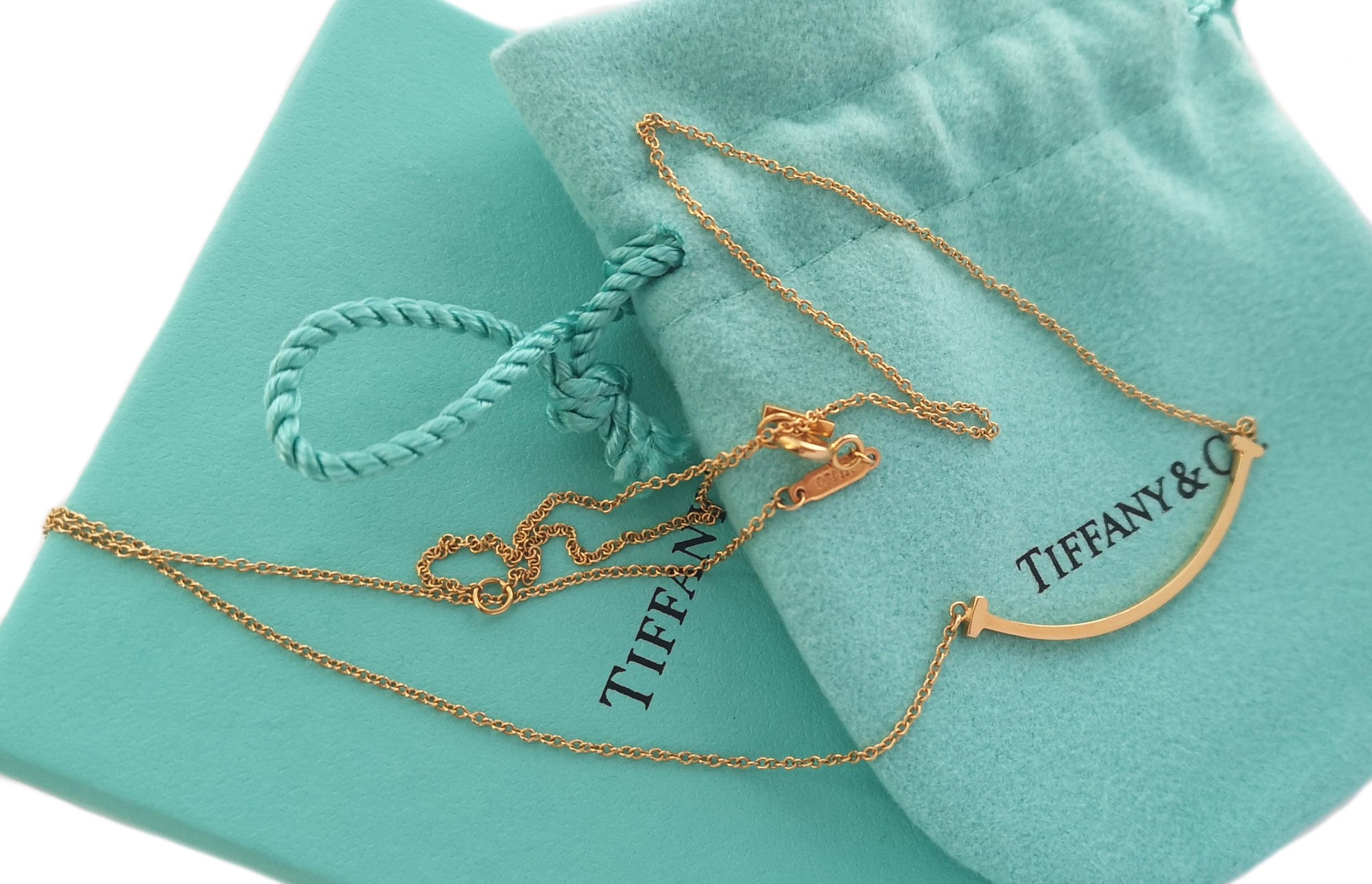 Tiffany & Co Rose Gold Smile Necklace 16-18in Size Small