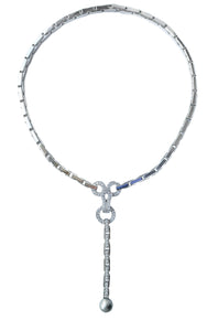 Cartier 18k White Gold Diamond Agrafe Necklace 16 in Original Box