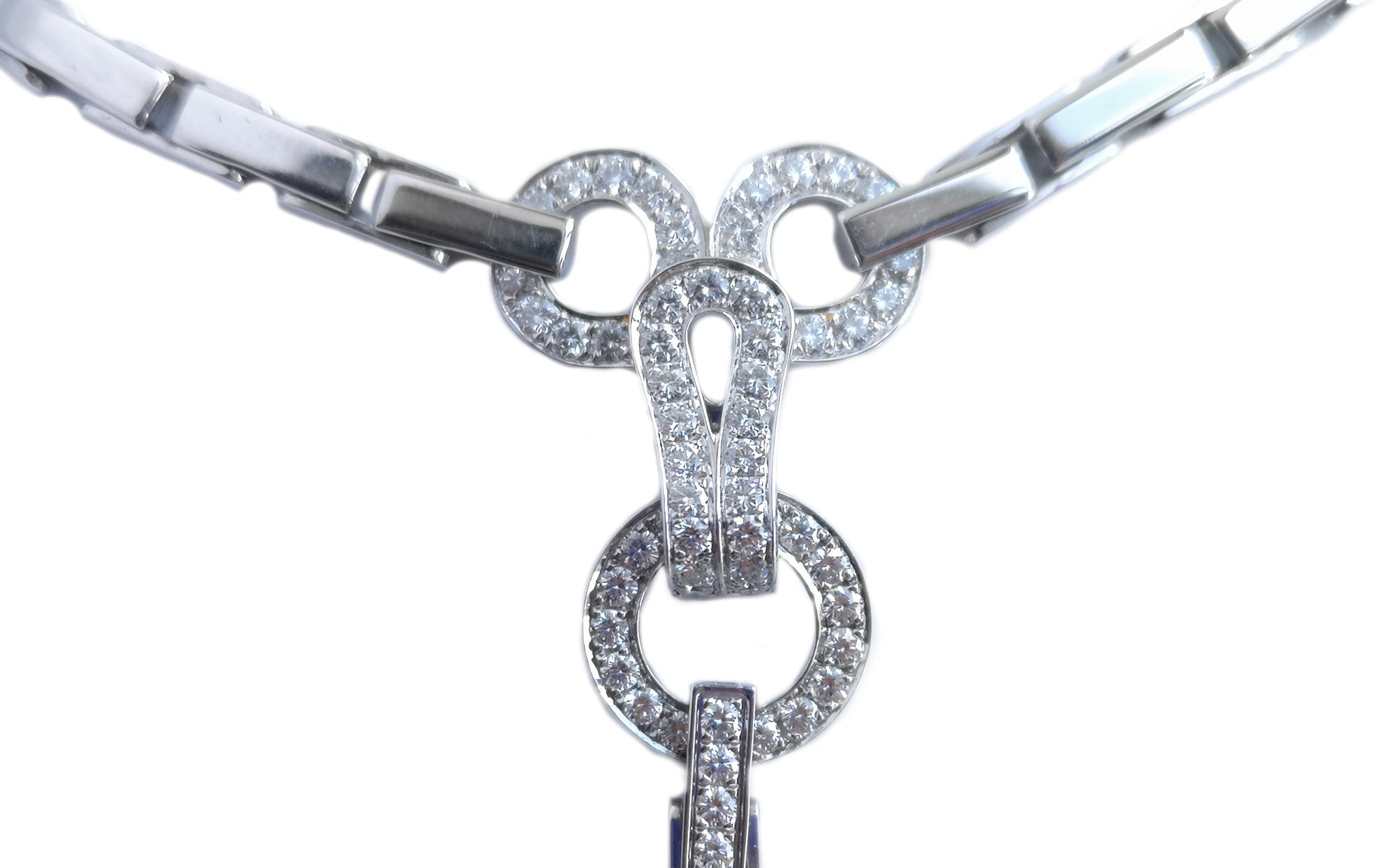 Cartier Diamond & Pearl Agrafe Necklace in 18k White Gold
