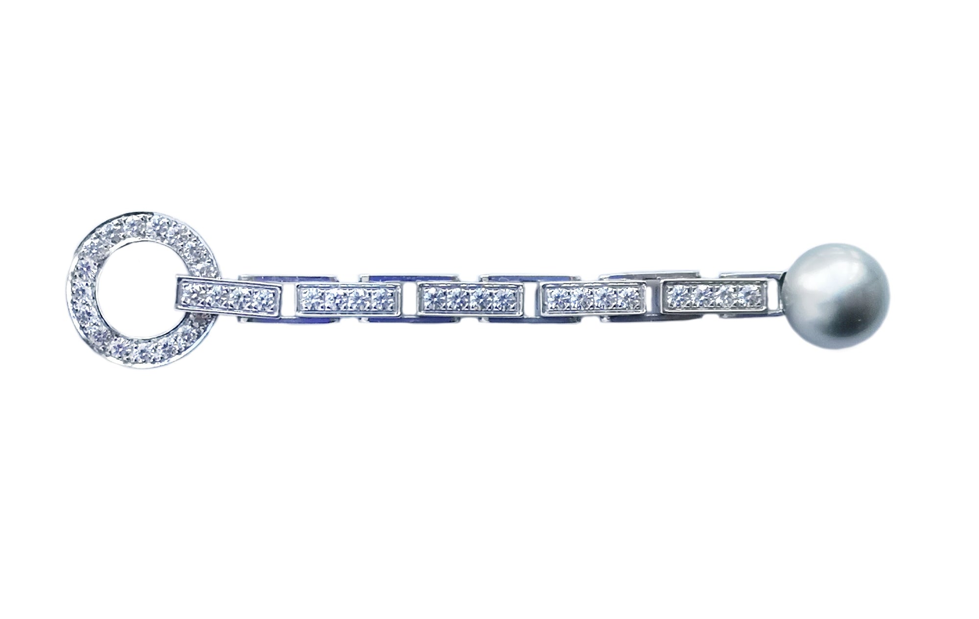 Cartier Diamond & Pearl Agrafe Necklace in 18k White Gold