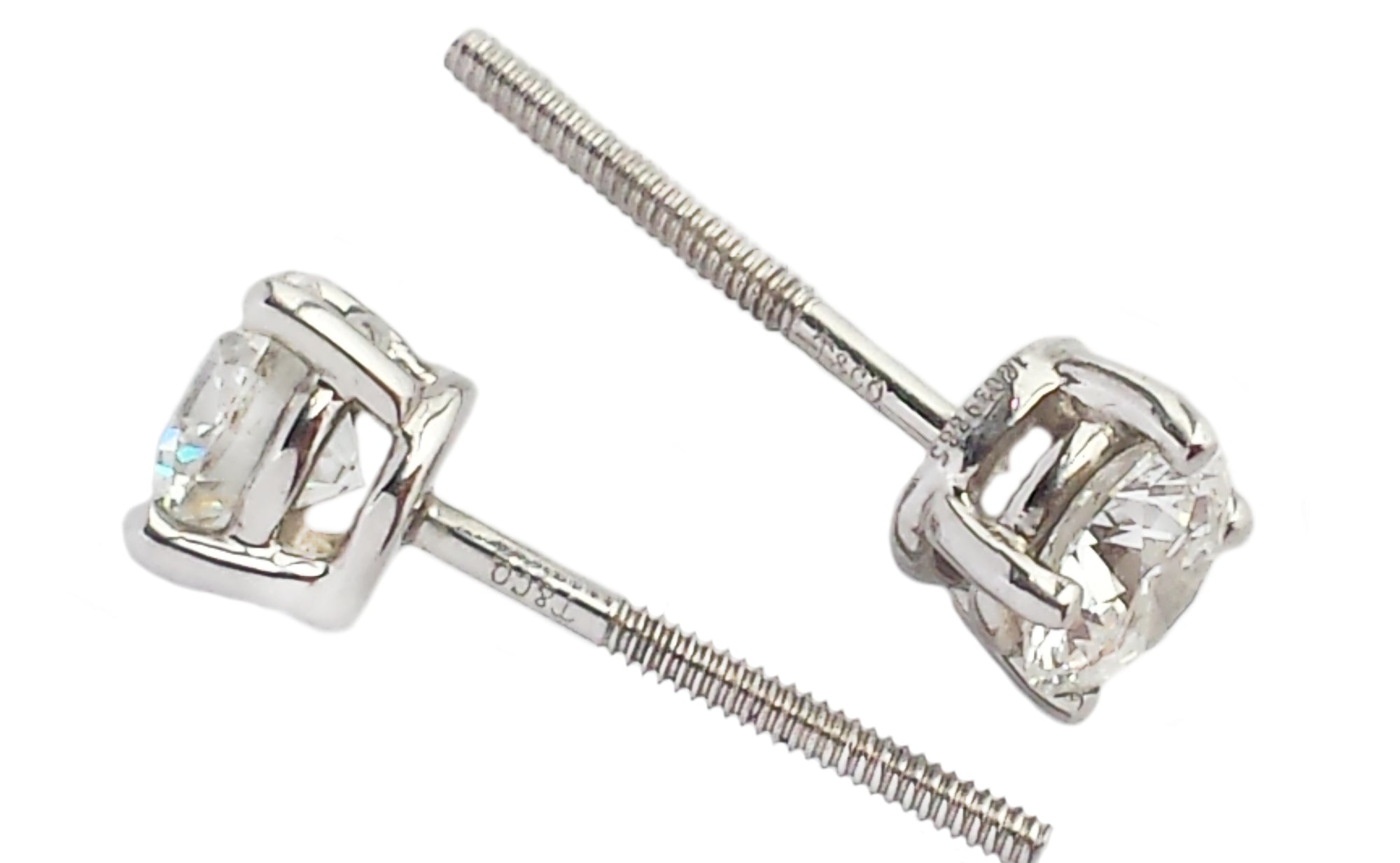 Tiffany & Co .80tcw H/VS1 Round Brilliant Cut Diamond Stud Earrings