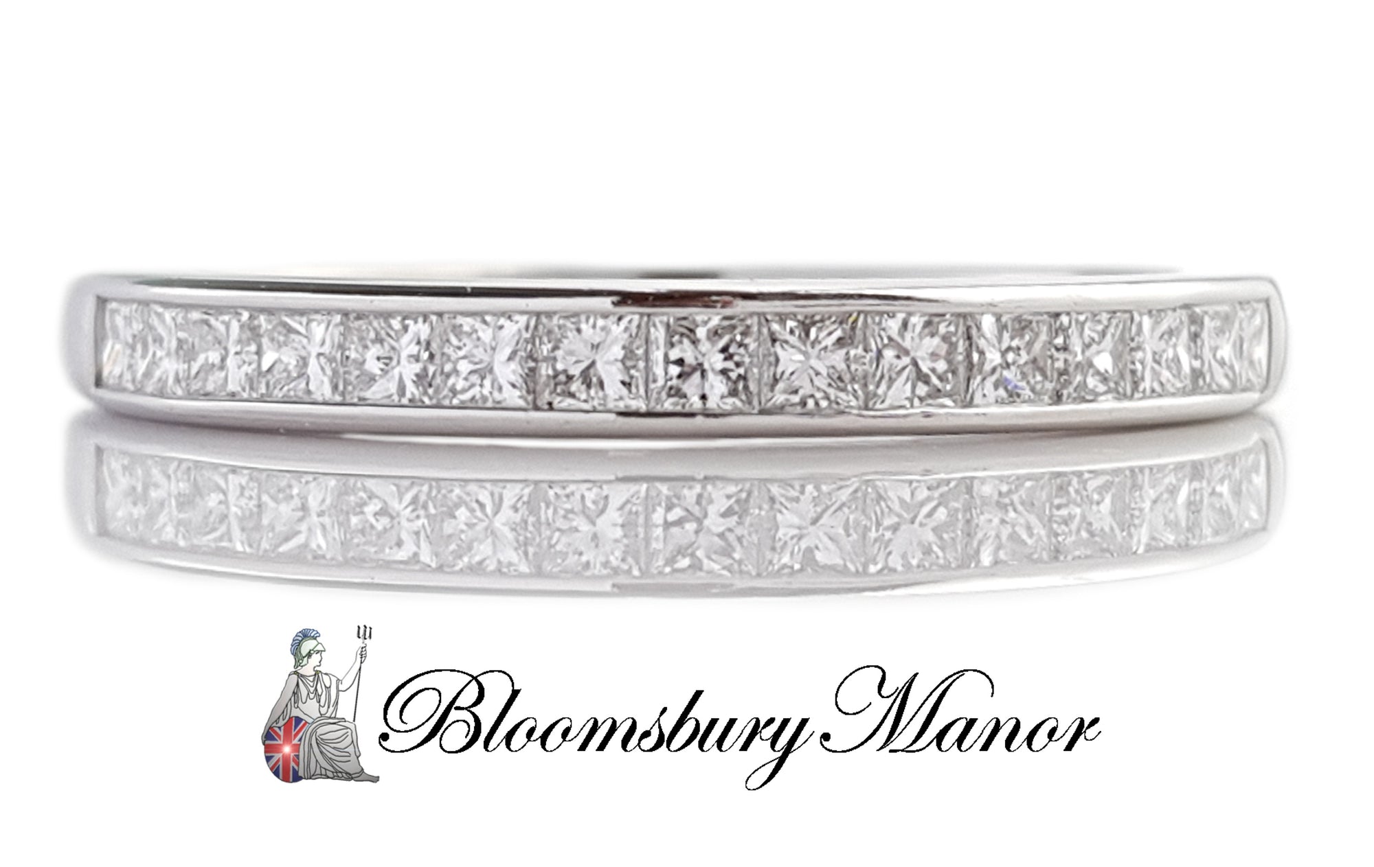 Tiffany & Co 2.6mm Princess Cut Diamond Platinum Eternity Wedding Ring SZ N