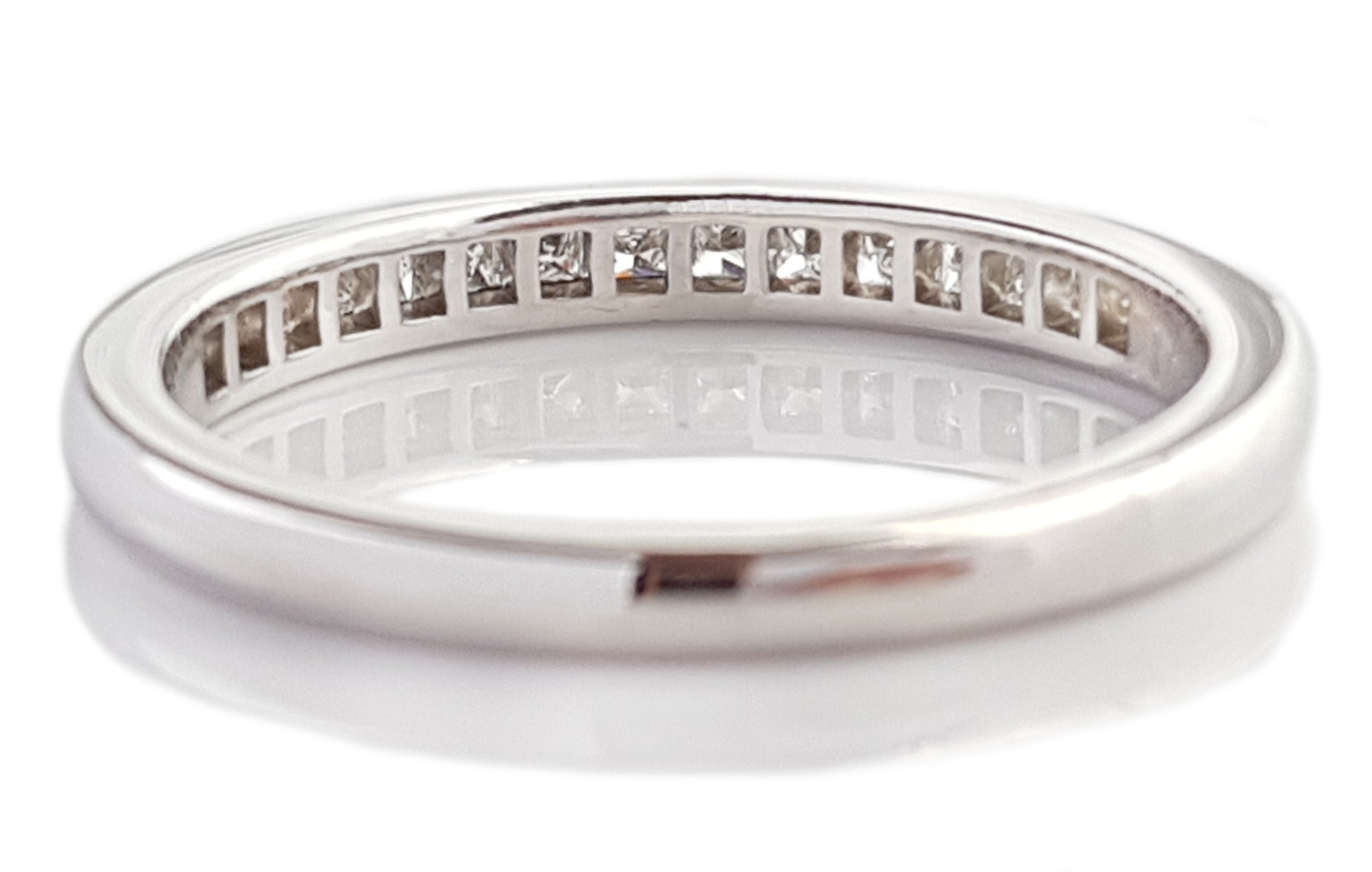 Tiffany & Co 2.6mm Princess Cut Diamond Platinum Eternity Wedding Ring SZ N
