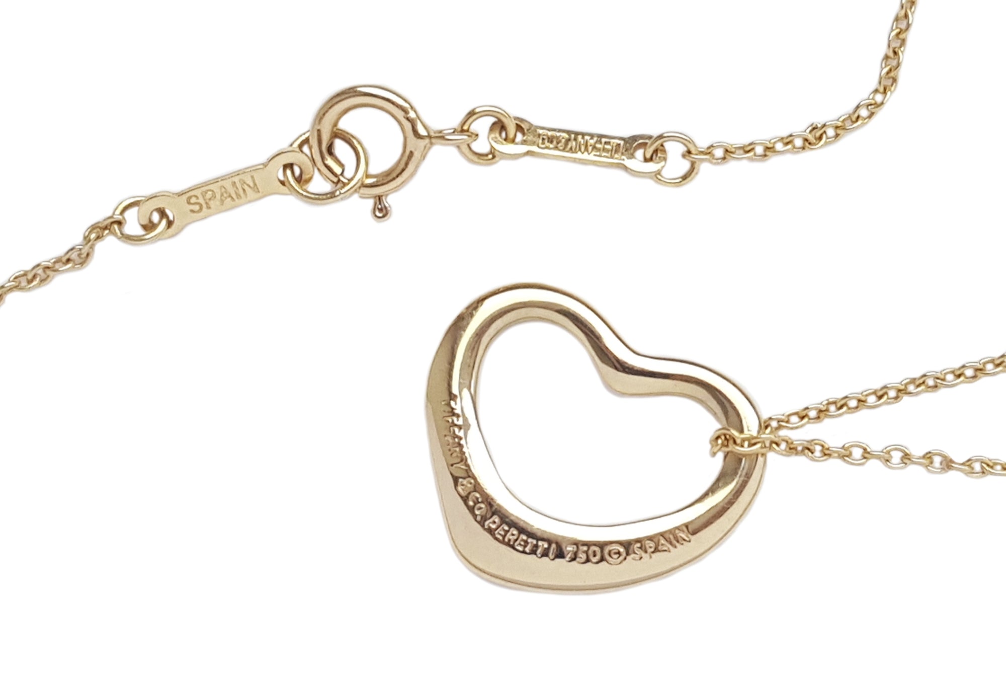 Tiffany & Co 16mm 750 (Gold) Elsa Peretti Open Heart Necklace 16"