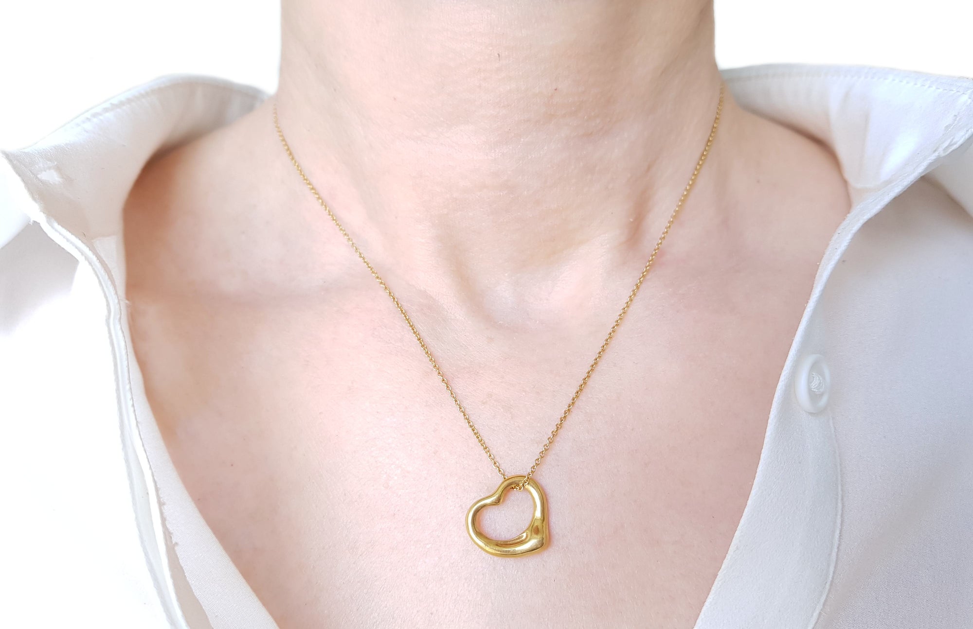 Elsa Peretti for Tiffany & Co. Open Heart Necklace | 1stDibs