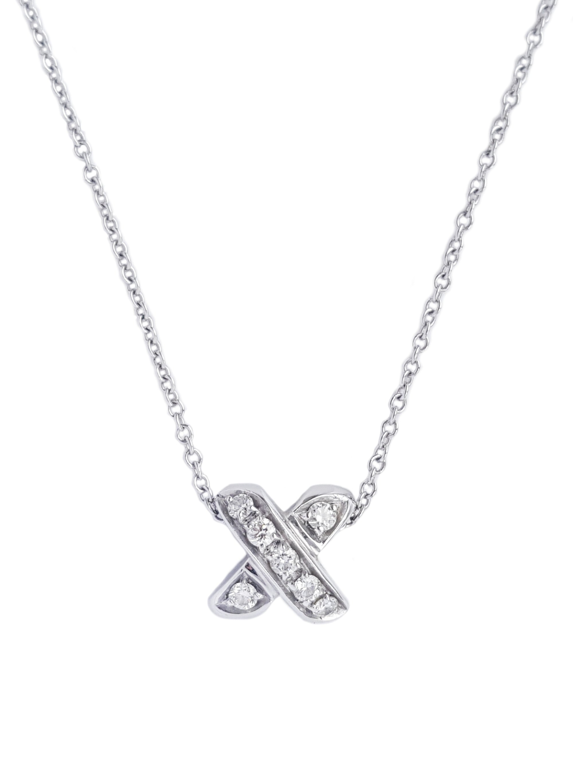 Tiffany & Co 750 (Gold) Signature X Diamond Necklace 16"