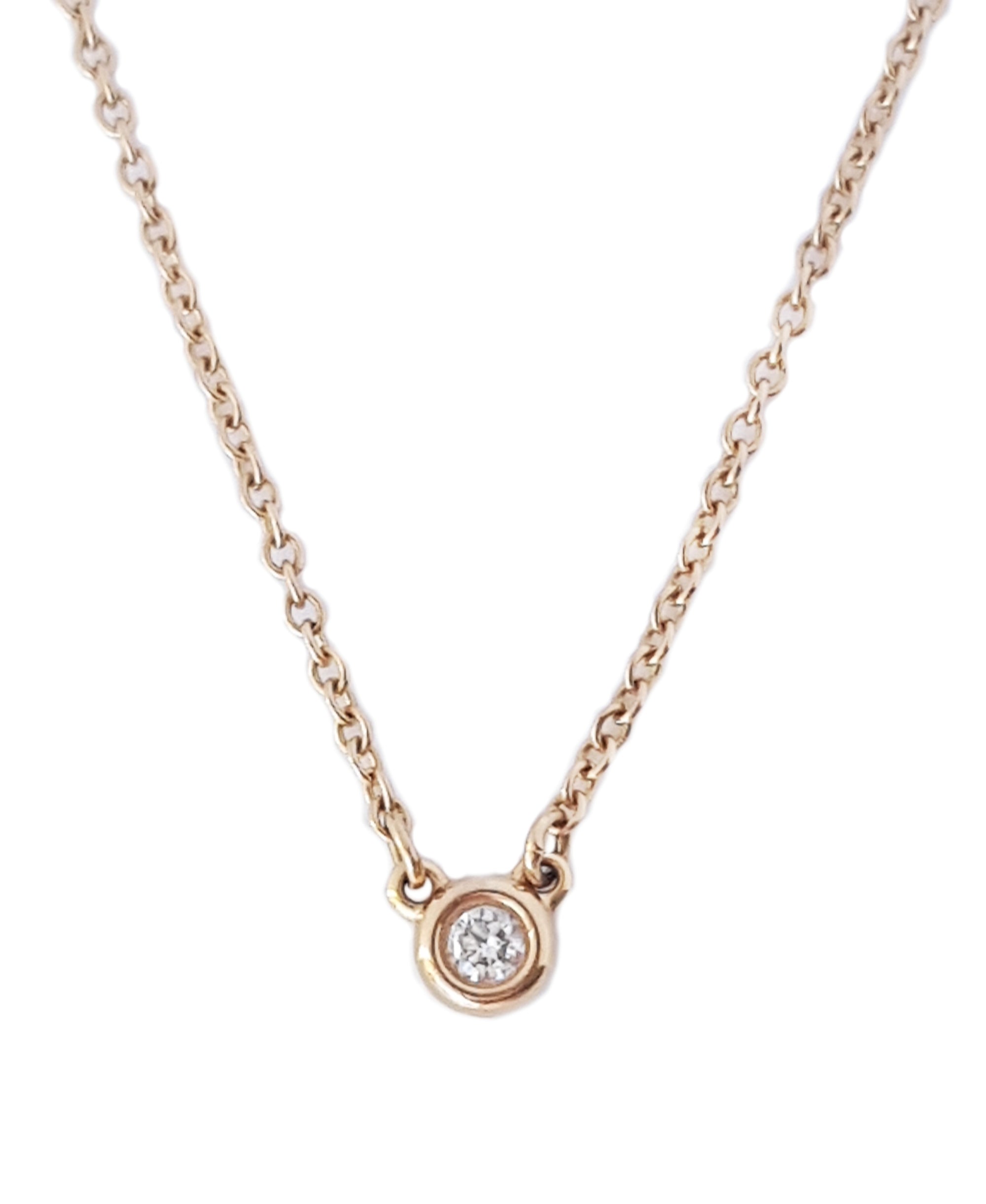 Tiffany & Co Elsa Peretti .07ct 750 (Rose Gold) Diamonds By The Yard Necklace 16"
