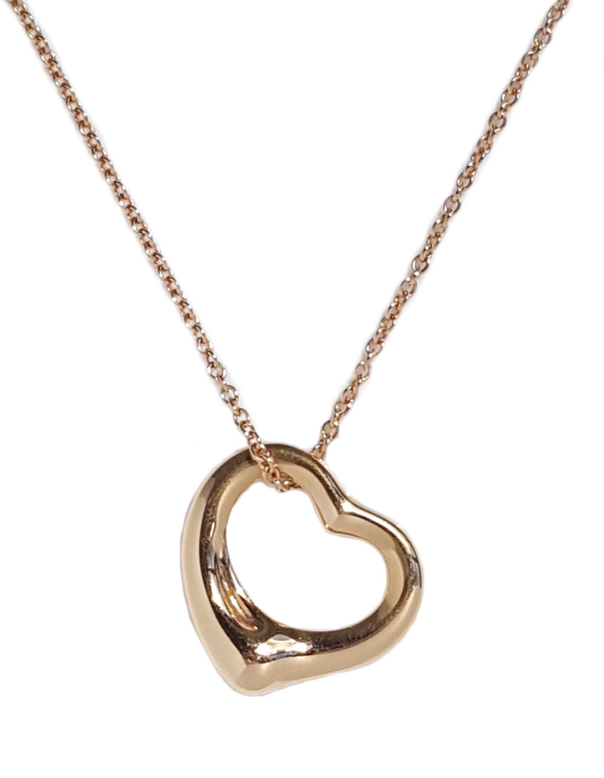 Tiffany & Co Elsa Peretti 750 (Rose Gold) 16mm Open Heart Pendant 16" RRP £1150