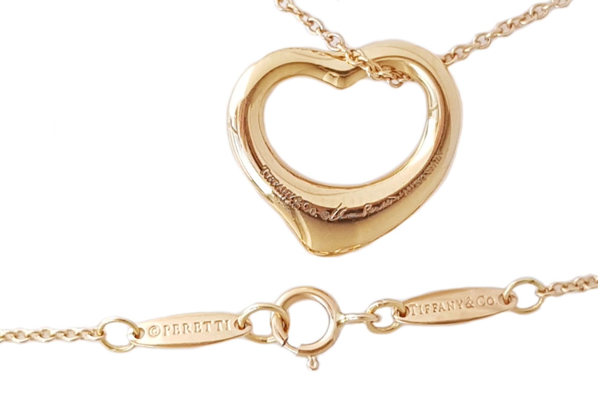 Tiffany & Co Elsa Peretti 750 (Rose Gold) 16mm Open Heart Pendant 16" RRP £1150