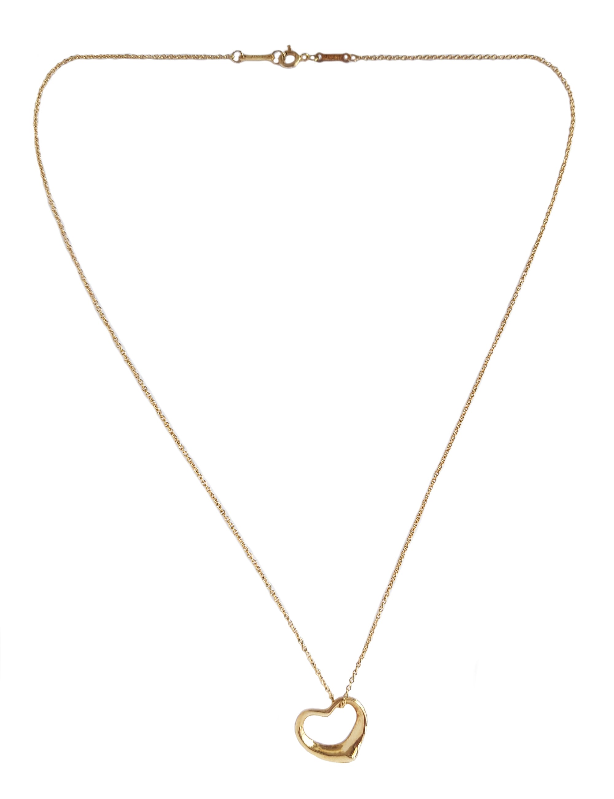 Tiffany & Co 13mm 750 (Rose Gold) Elsa Peretti Open Heart Necklace 16"
