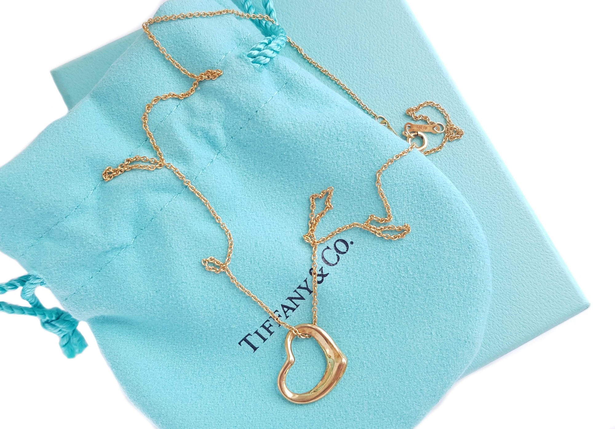 Tiffany & Co 13mm 750 (Rose Gold) Elsa Peretti Open Heart Necklace 16"