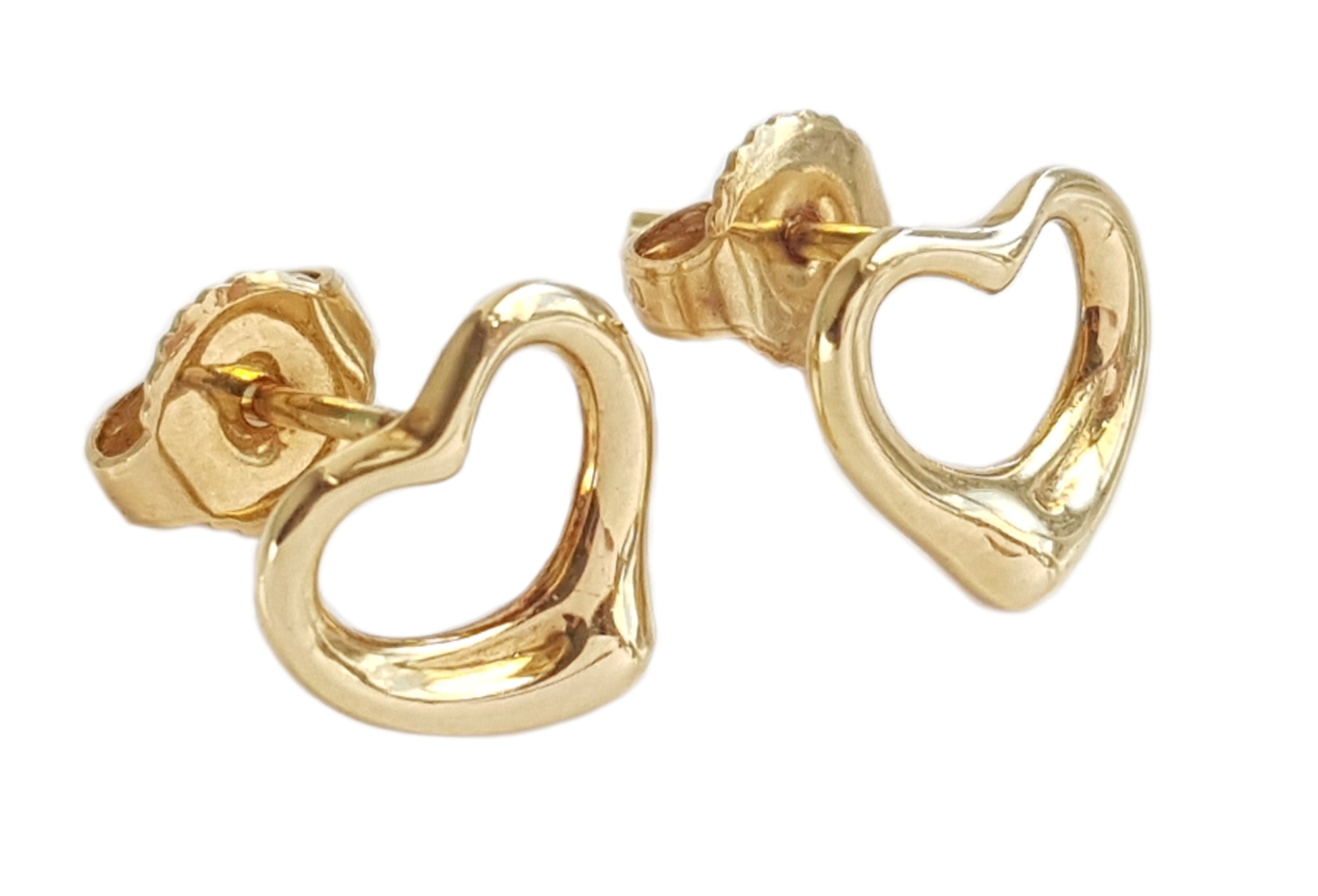 Tiffany & Co 750 (Gold) Elsa Peretti Open Heart Earrings 9mm