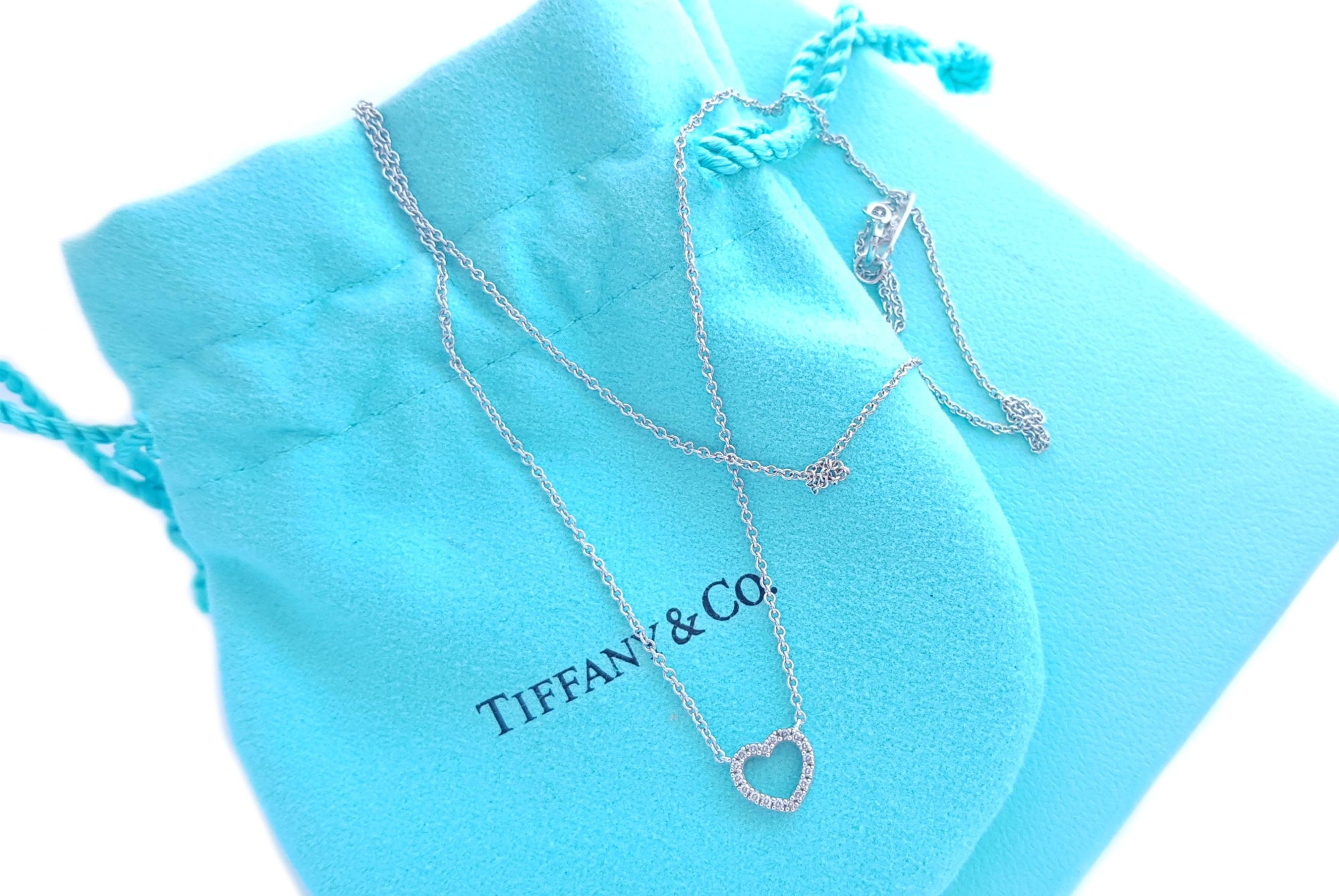 Tiffany & Co Diamond 750 (Gold) Heart Pendant 16"