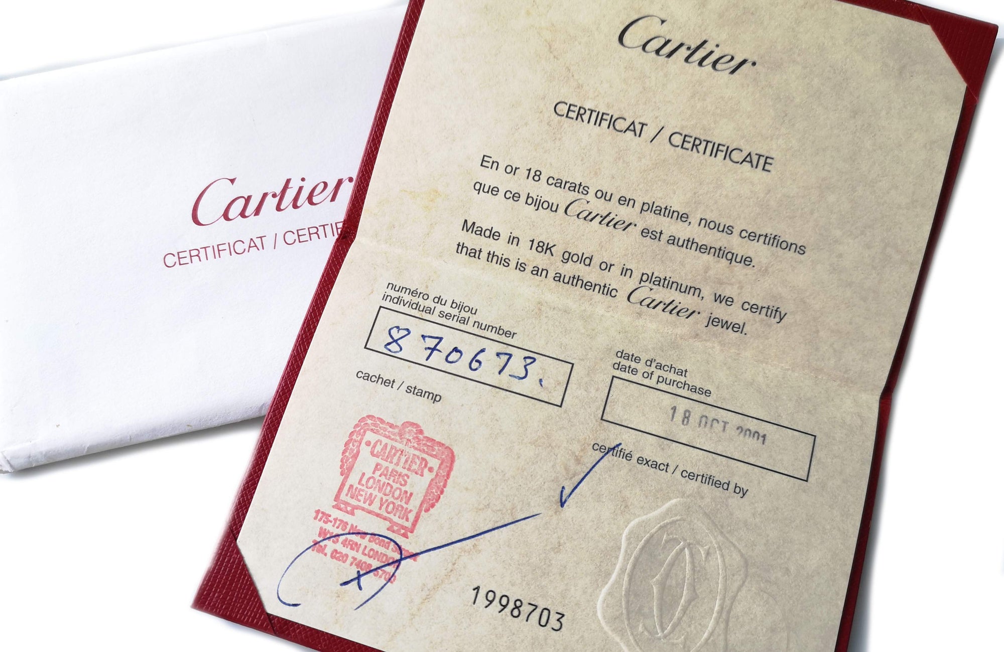 Cartier C De 18k White Gold Necklace Certificate 2001