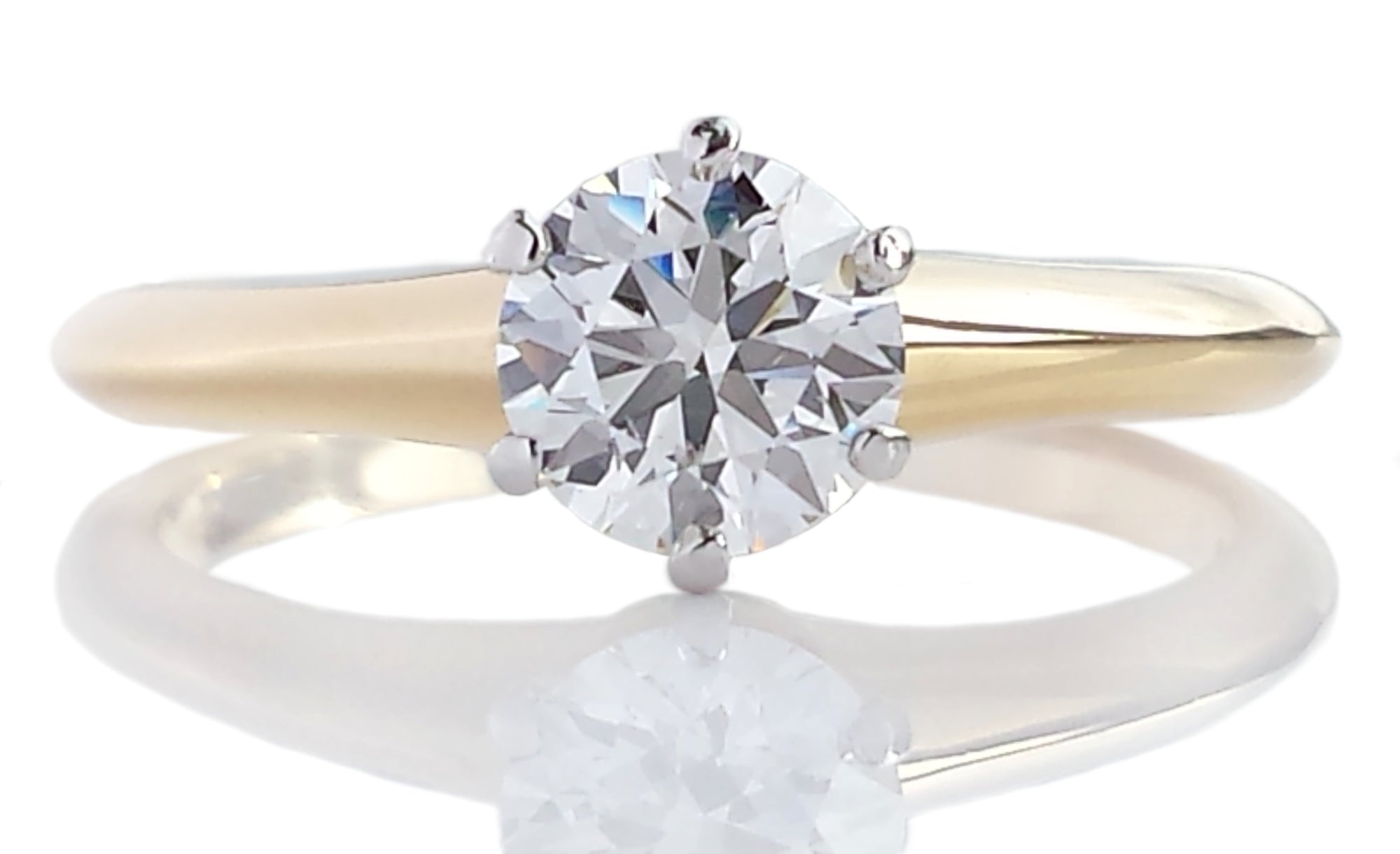 Tiffany & Co. 0.61ct G/VS1 Round Brilliant Diamond 18k Yellow Gold Engagement Ring