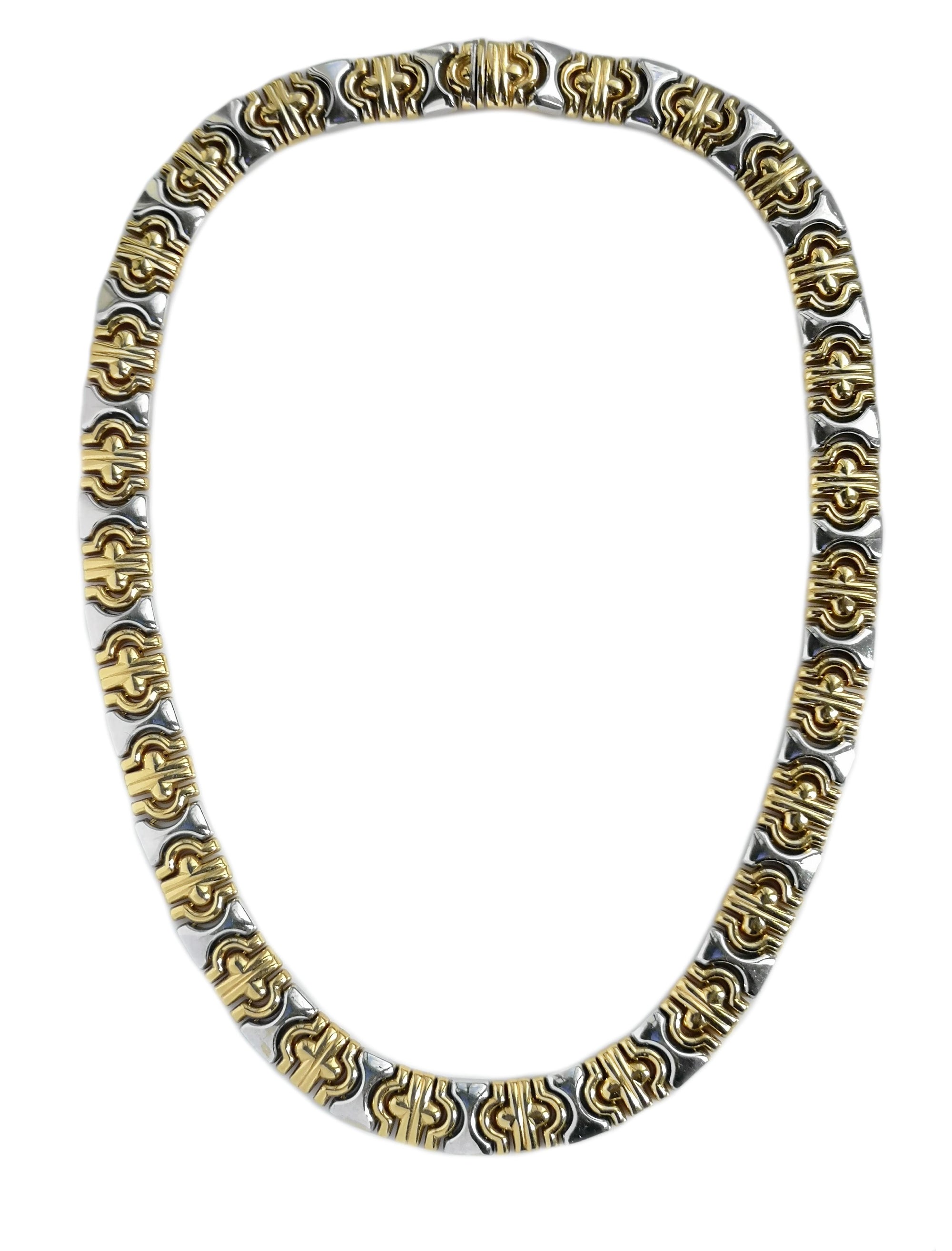 Vintage 1991 Parentesi 18k White Gold Yellow Gold Necklace