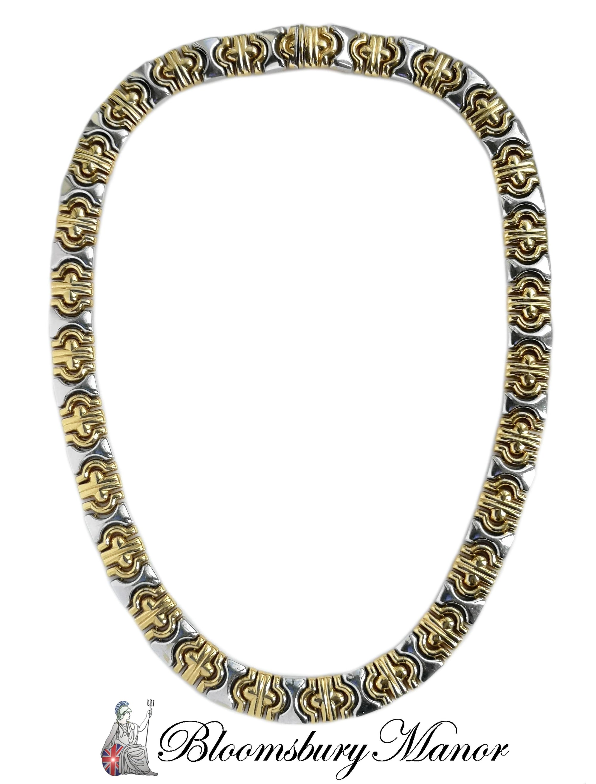 Vintage 1991 Parentesi 18k White Gold Yellow Gold Necklace