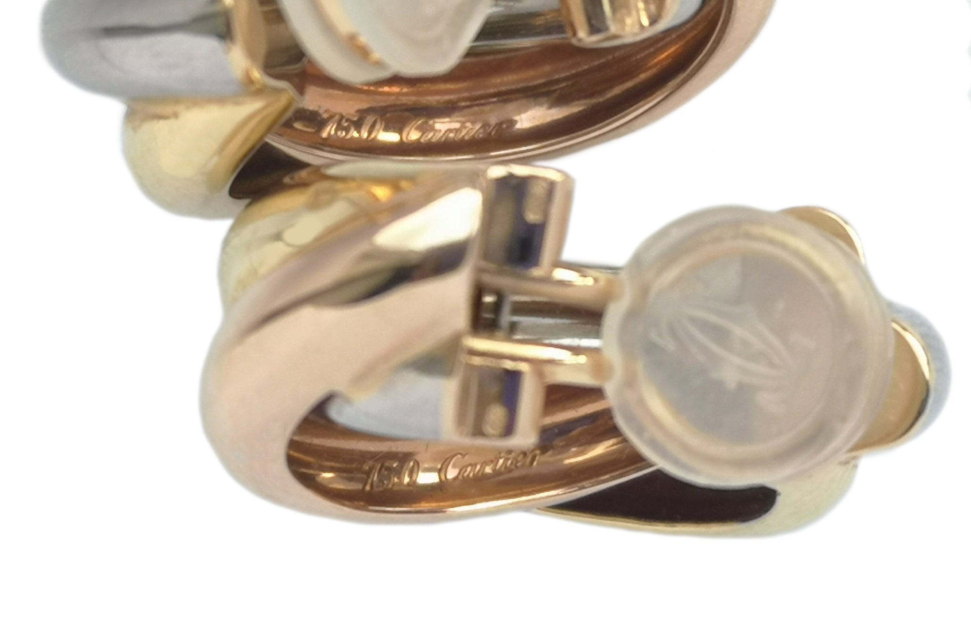 Vintage Cartier Trinity 3-Hoop 18k Gold Earrings, 25mm
