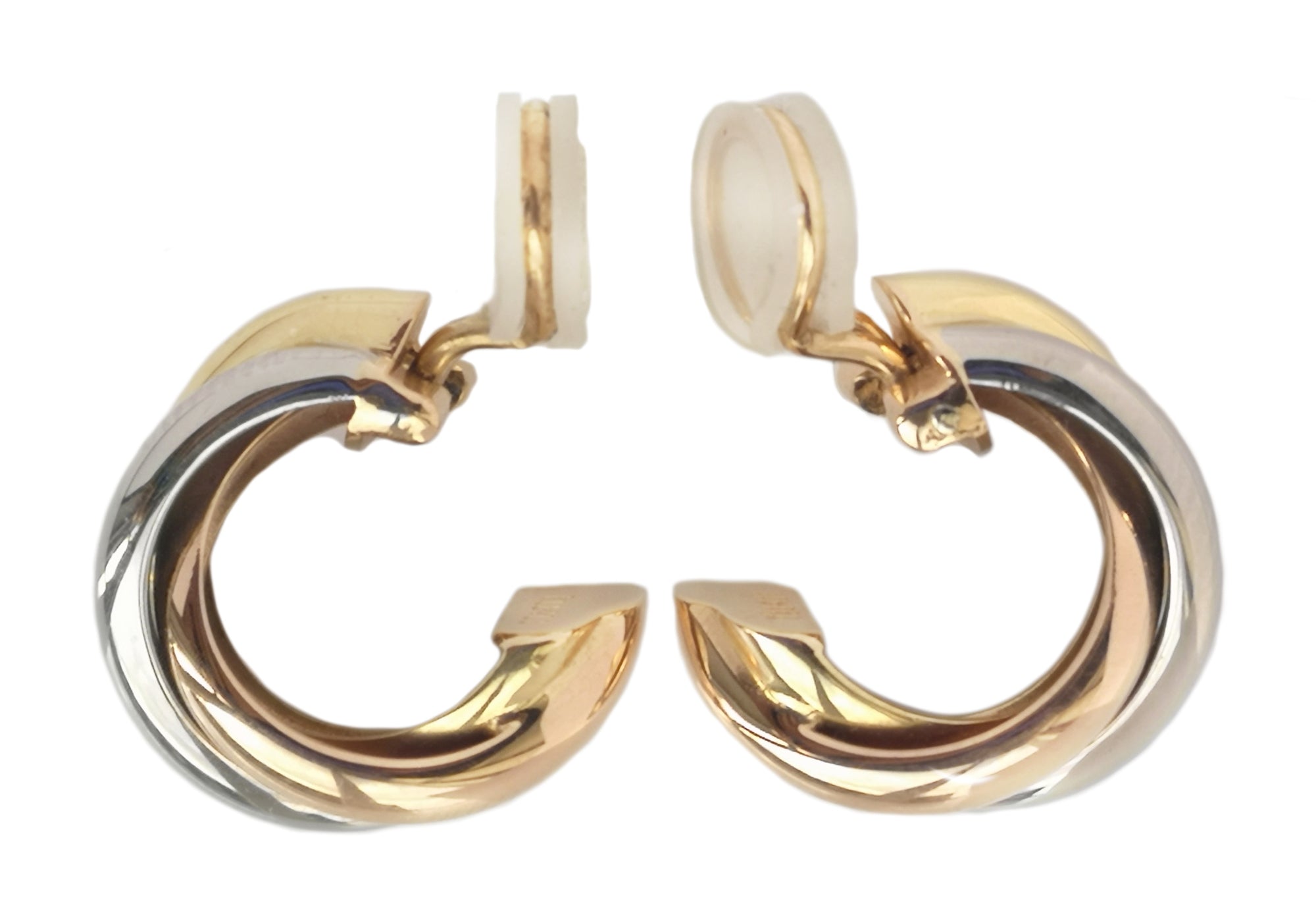 Vintage Cartier Trinity 3 Hoop 18k Gold Earrings 20mm