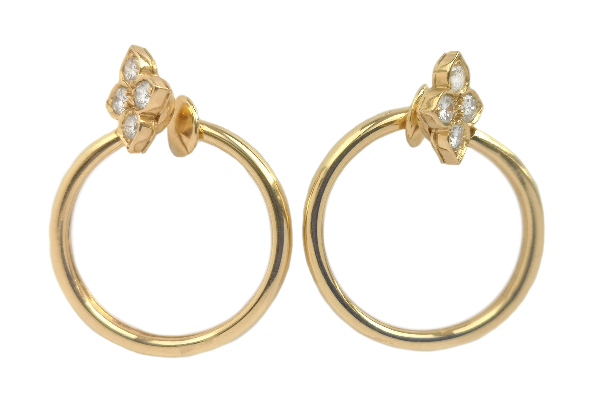 Cartier Diamond Hoop Yellow Gold Earrings at 1stDibs