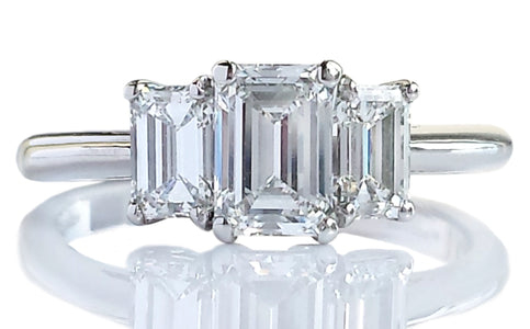 Tiffany & Co 1.39tcw 3 Stone Emerald Cut Diamond Engagement Ring