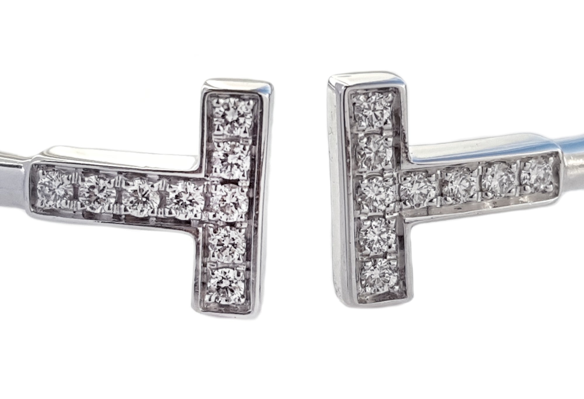 Tiffany & Co. 750 White Gold Diamond Wire T Bracelet