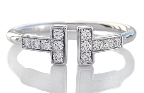 Tiffany & Co T Diamond Wire Ring 18k White Gold