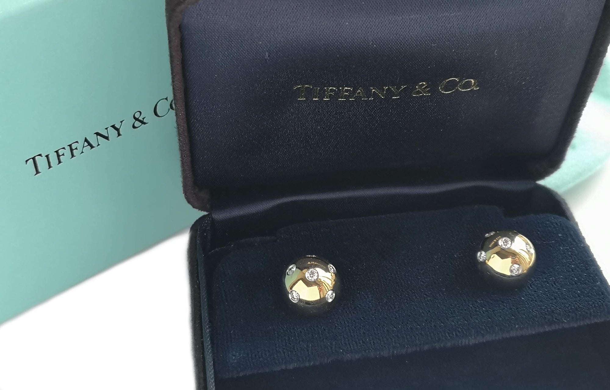 Tiffany & Co Etoile Ball Earrings 18k Yellow Gold