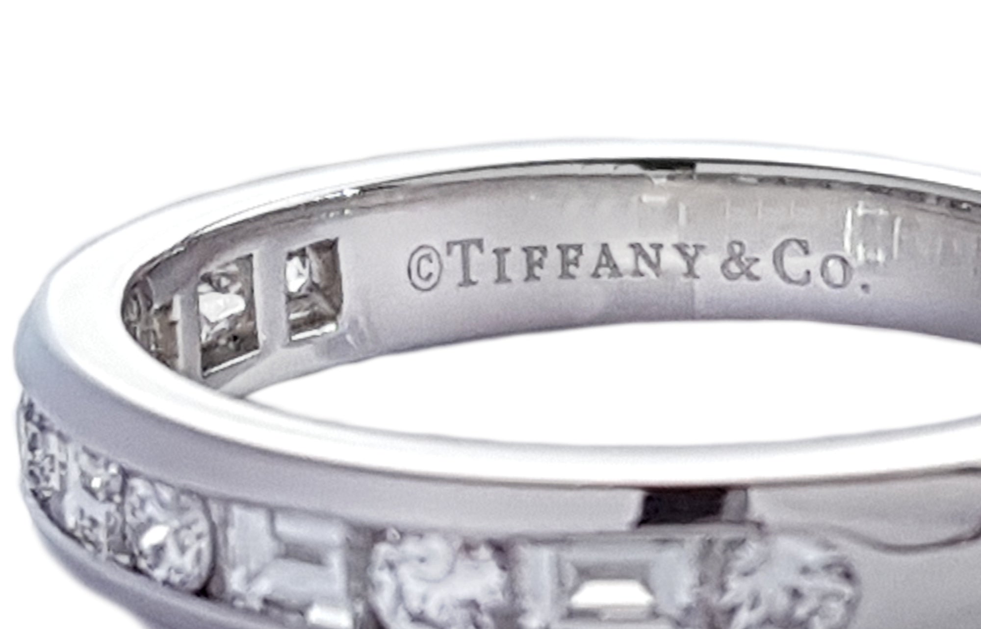 Tiffany & Co. 0.66ct Channel Set Round & Baguette Diamond Wedding Band Ring