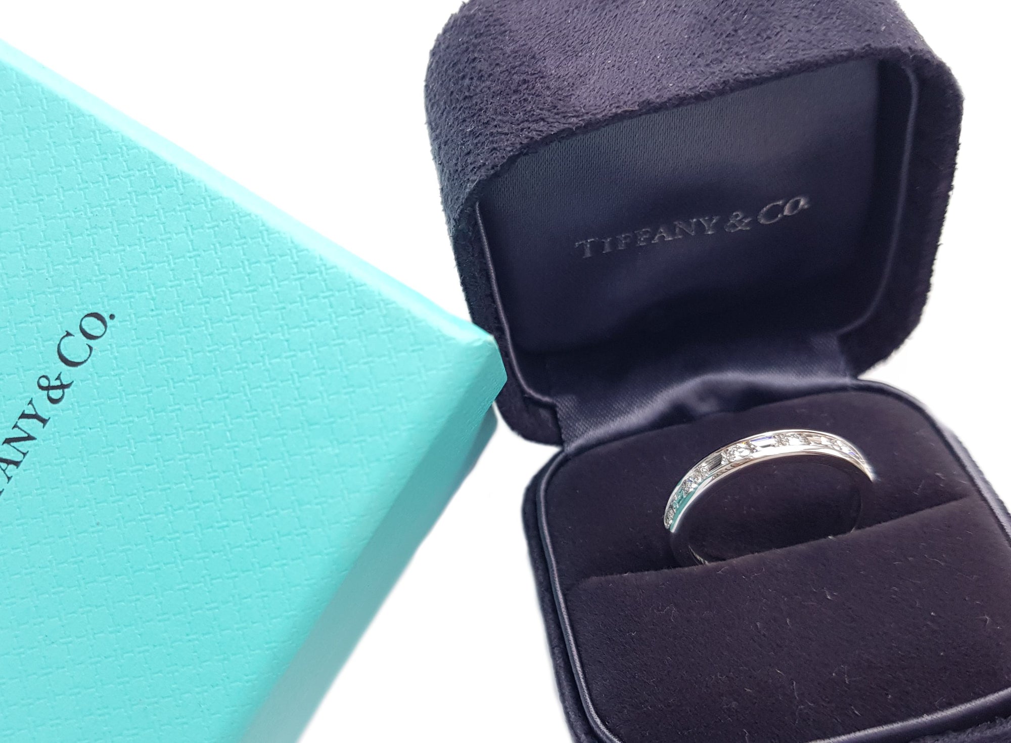 Tiffany & Co. 0.66ct Channel Set Round & Baguette Diamond Wedding Band Ring