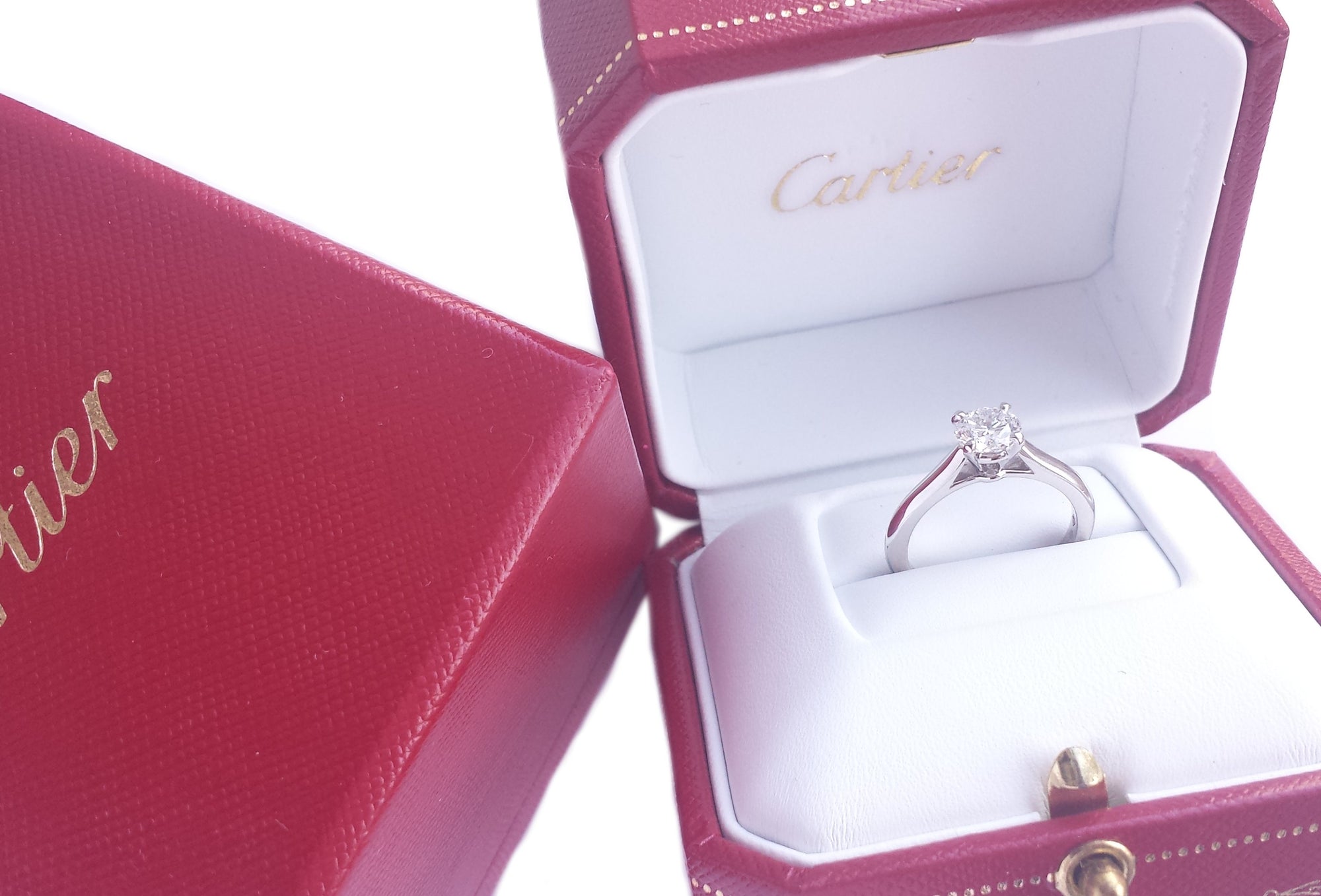 Cartier 1895 0.82ct G/VS2 Triple XXX Round Brilliant Cut Engagement Ring