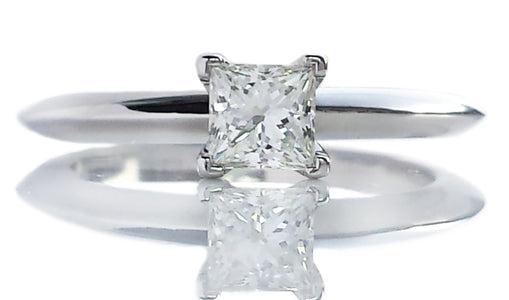 Tiffany & Co G/VS .34ct Princess Cut Diamond Engagement Ring