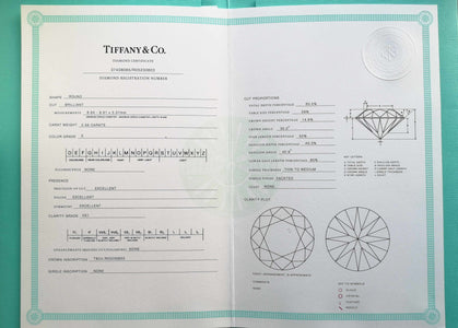 Tiffany & Co. 2.56ct E/VS1 Triple XXX Round Brilliant Cut Diamond Engagement Ring Diamond Certificate