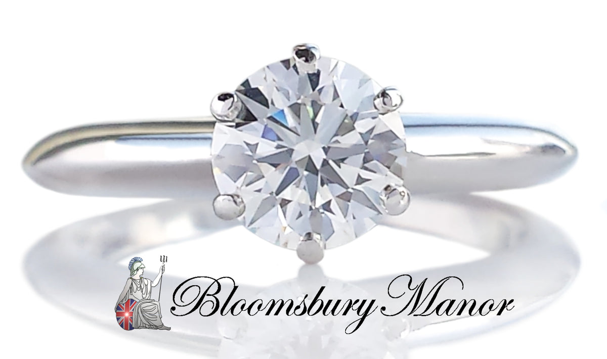 Tiffany & Co .90ct H/VVS2 Triple XXX Round Brilliant Diamond Engagement Ring