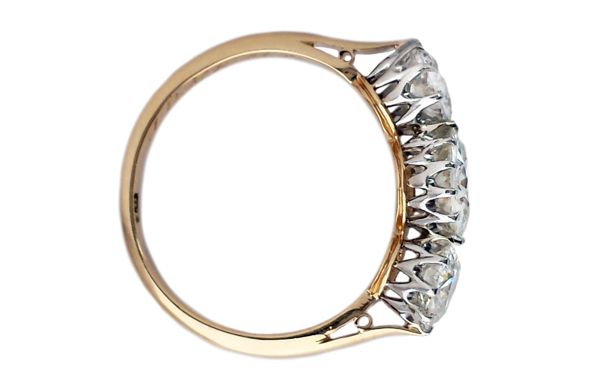 Antique 1920s 3-Stone 1.90tcw J/VS1 Old European Cut Diamond Engagement Ring