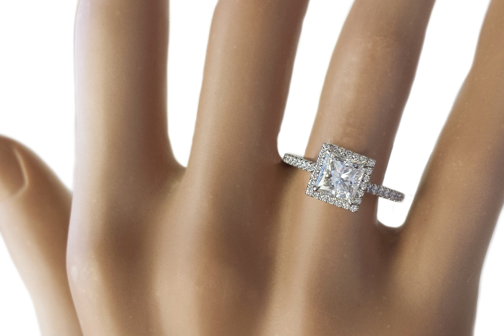 Tiffany & Co. 1.43tcw G/VVS2 Soleste Princess Cut Diamond Engagement Ring on finger