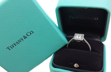 Tiffany & Co. 1.43tcw G/VVS2 Soleste Princess Cut Diamond Engagement Ring in Blue Box