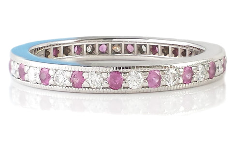Tiffany & Co. Diamond & Pink Sapphire Legacy Ring, Size I 1/2