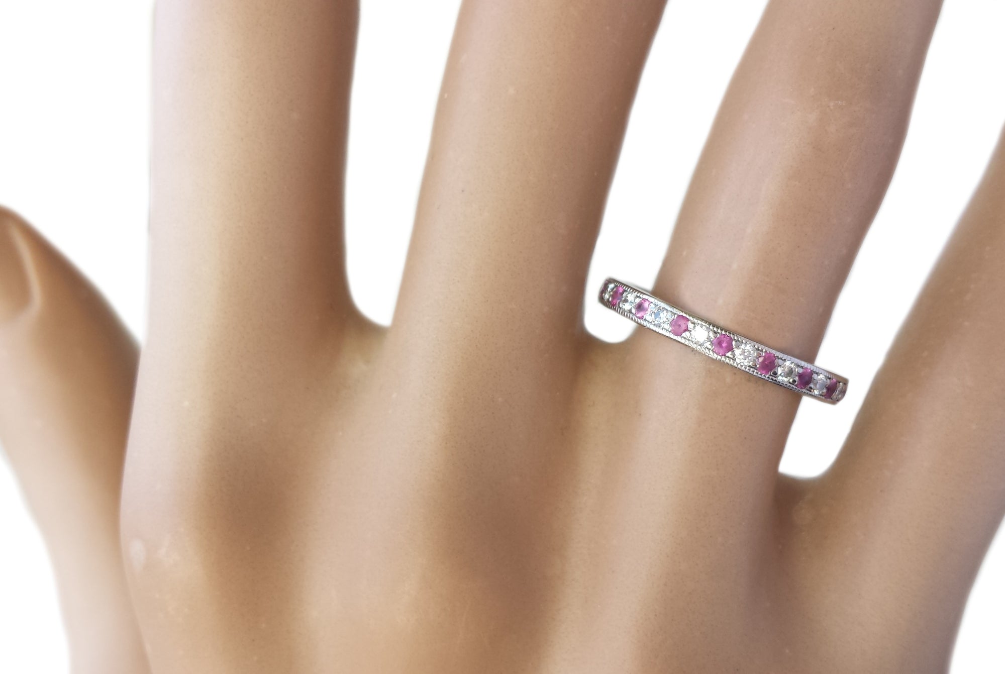 Tiffany & Co. Diamond & Pink Sapphire Legacy Ring, Size I 1/2