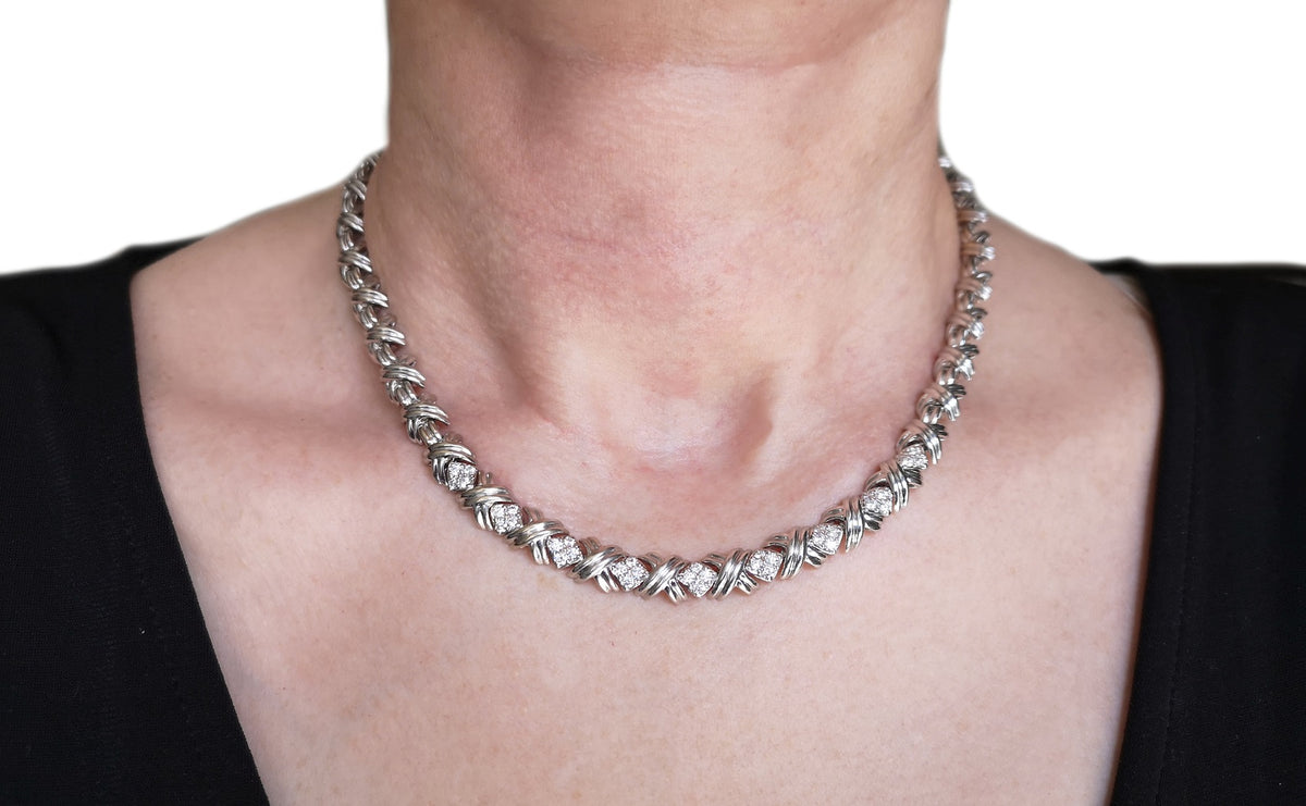 Tiffany & Co 18k White Gold Signature Diamond Necklace