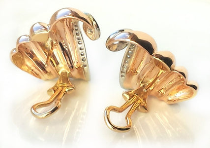1950s Retro Vintage French Diamond Scroll Earrings - Bloomsbury Manor Ltd