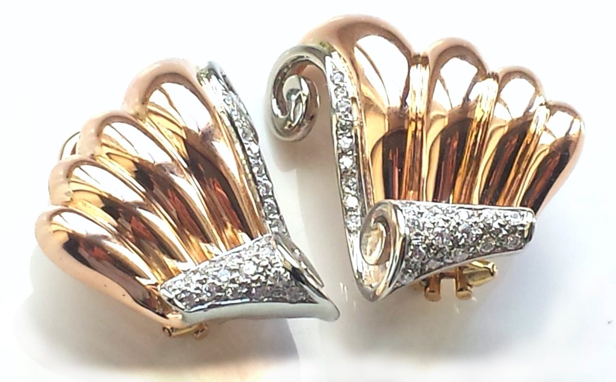 1950s Retro Vintage French Diamond Scroll Earrings - Bloomsbury Manor Ltd