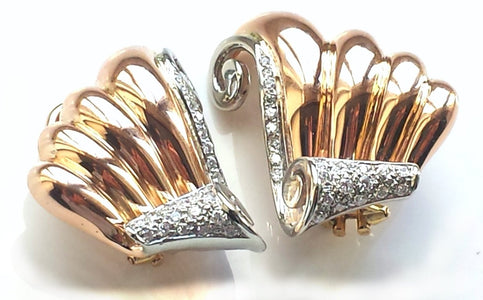 1950s Retro Vintage French Diamond Scroll Earrings - Bloomsbury Manor Ltd