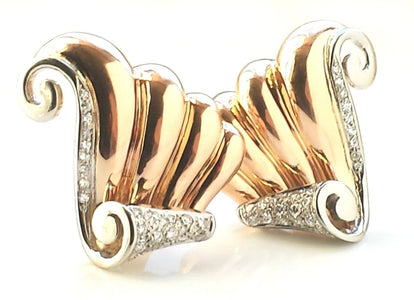 1950s Retro Vintage French Diamond Scroll Earrings - Bloomsbury Manor Ltd