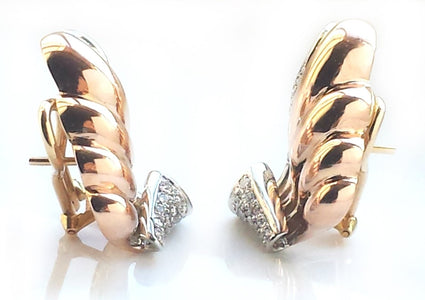 1950s Retro Vintage French Diamond Scroll Earrings - Bloomsbury Manor Ltd